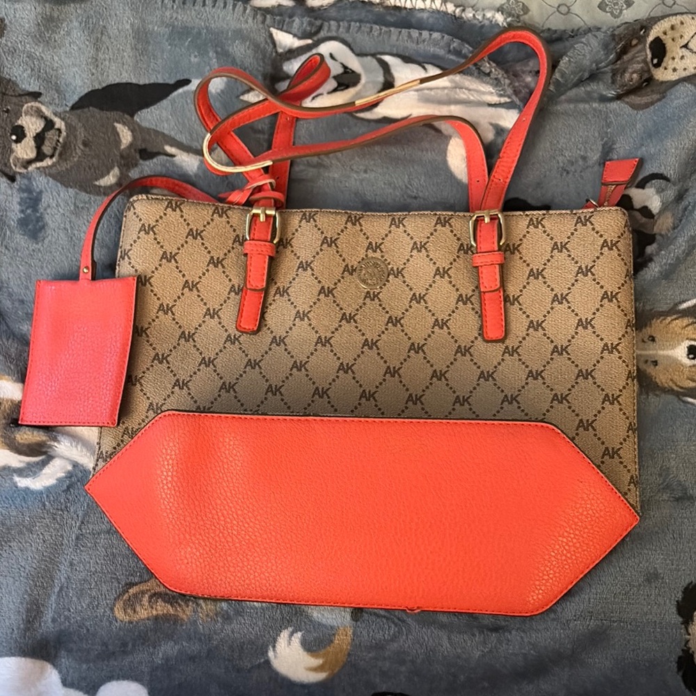 Anne Klein Pink and Tan Shoulder Bag with Chic Design